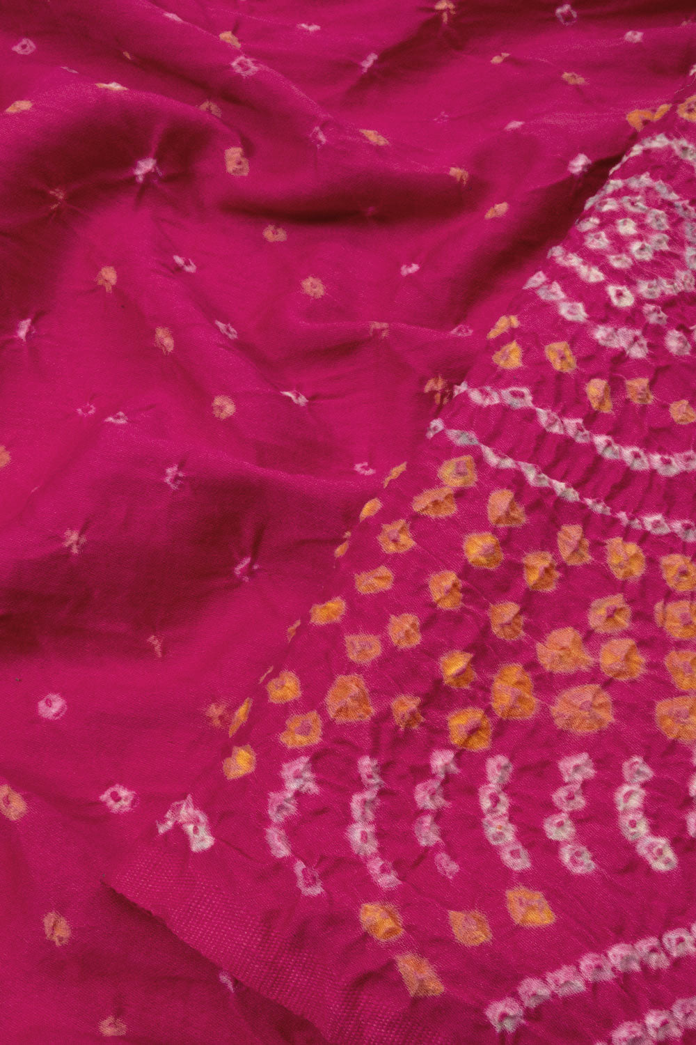 Rani Pink Handcrafted Bandhani Cotton Saree - Avishya