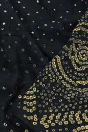 Black Handcrafted Bandhani Cotton Saree 10064134