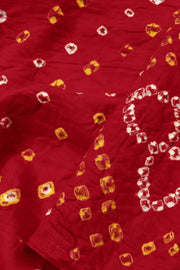 Red Handcrafted Bandhani Cotton Saree - Avishya