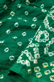 Green Handcrafted Bandhani Cotton Saree - Avishya