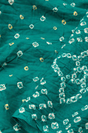 Peacock Green Handcrafted Bandhani Cotton Saree - Avishya