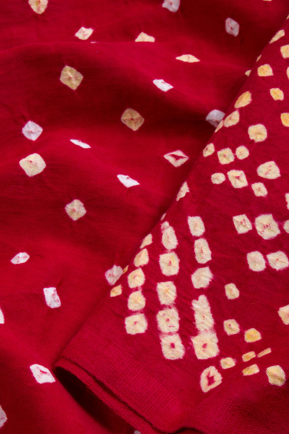 Red Handcrafted Bandhani Cotton Saree  - Avishya