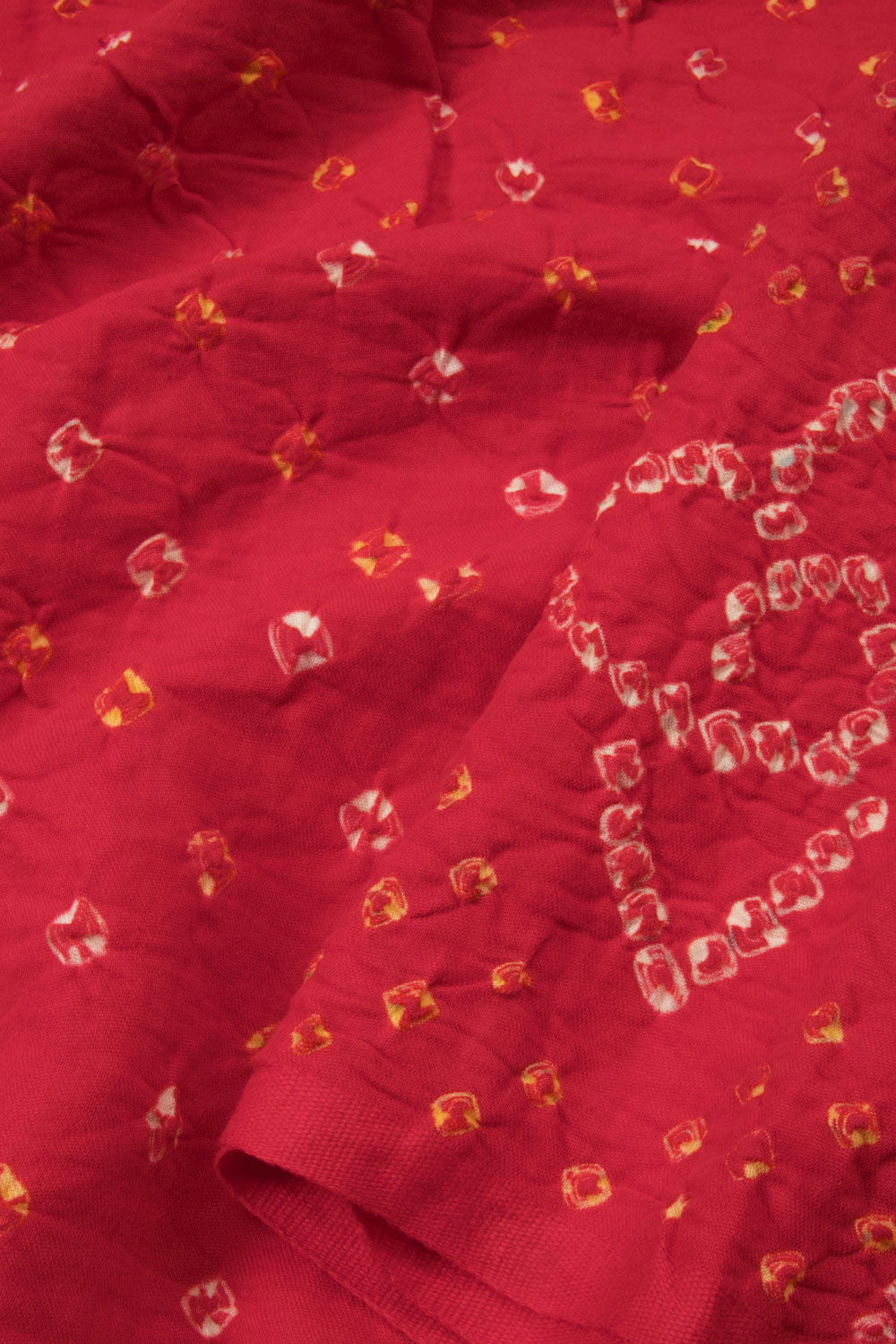 Ruby Red Handcrafted Bandhani Cotton Saree - Avishya