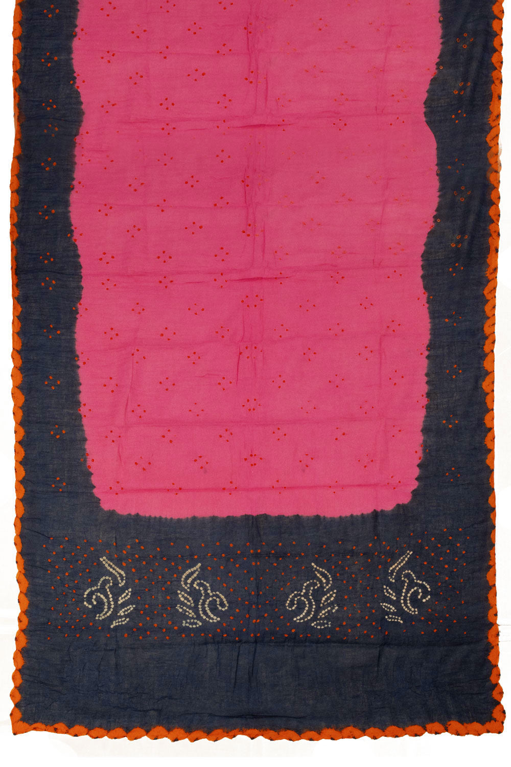 Black with Pink Bandhani Cotton 3-Piece Salwar Suit Material - Avishya