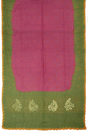 Moss Green Bandhani Cotton 3-Piece Salwar Suit Material - Avishya