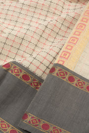 Off - White Handloom Kanchi Cotton Saree 10064202