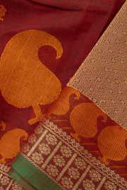 Maroon Handloom Kanchi Cotton Saree - Avishya