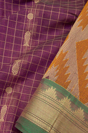 Magenta Handloom Kanchi Cotton Saree - Avishya 