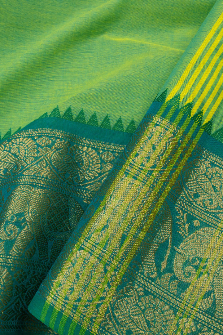 Green Handloom Chettinad Cotton Saree  - Avishya