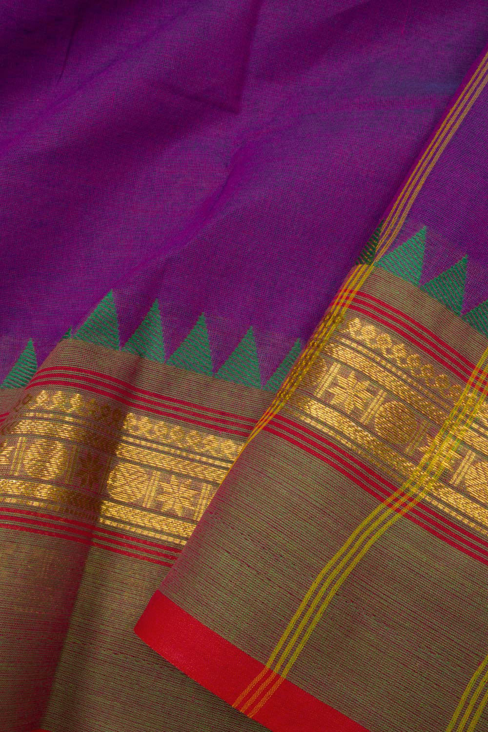 Purple Handwoven Chettinad Cotton Saree - Avishya