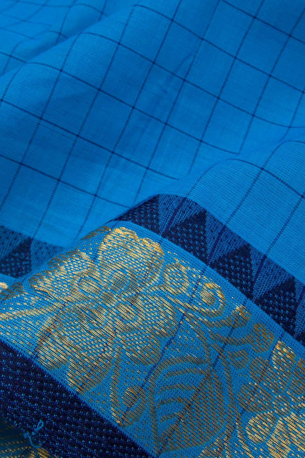 Blue  Handloom Chettinad Cotton Saree - Avishya