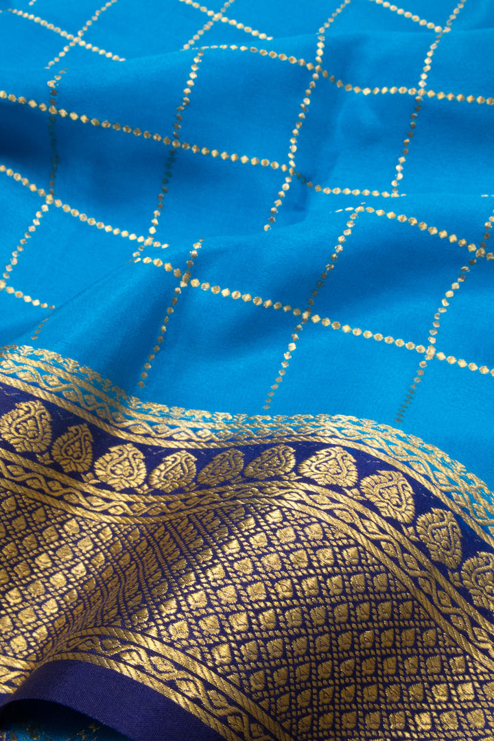 Azure Blue Mysore Crepe Silk Saree -Avishya