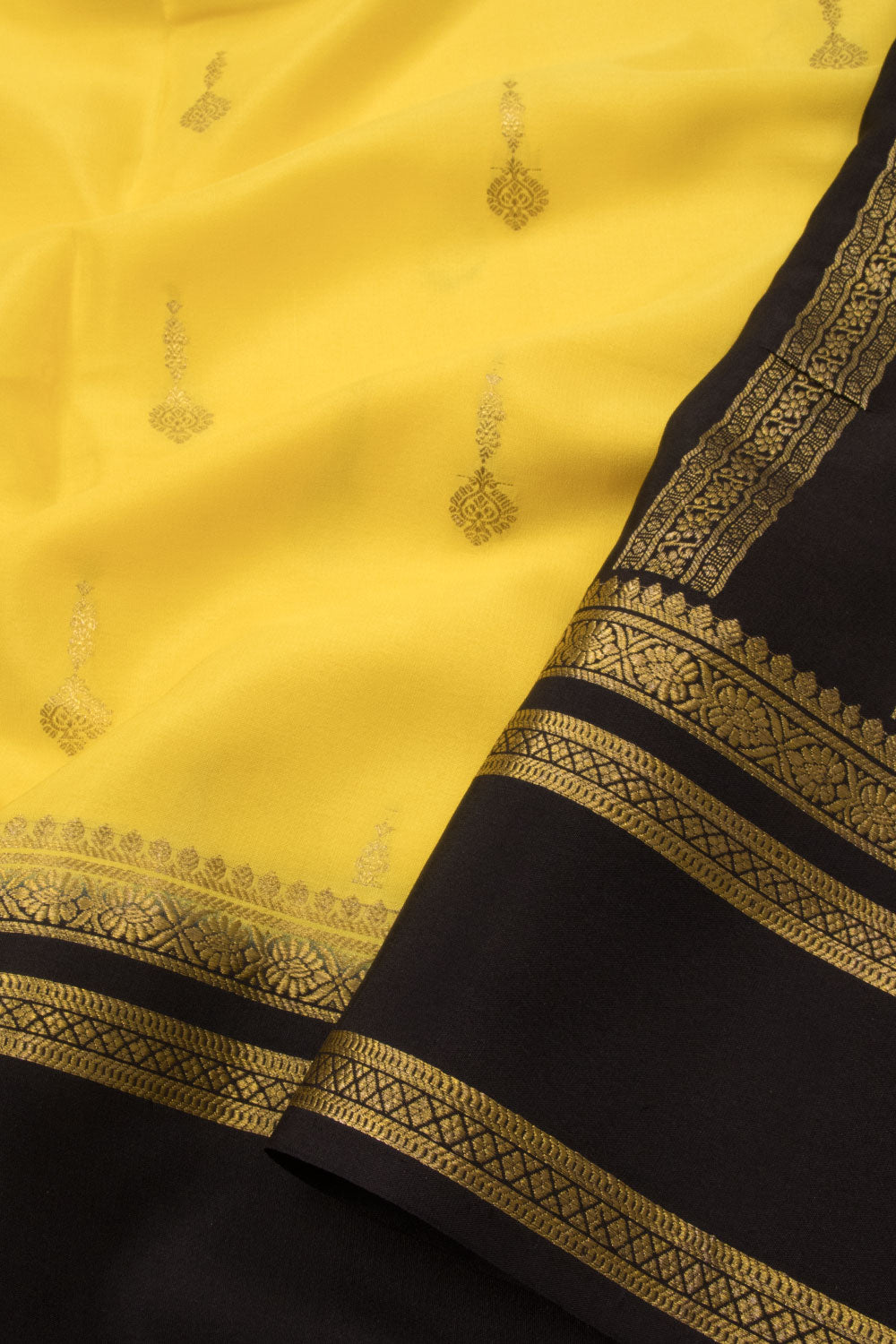 Yellow Mysore Crepe Silk Saree  - Avishya