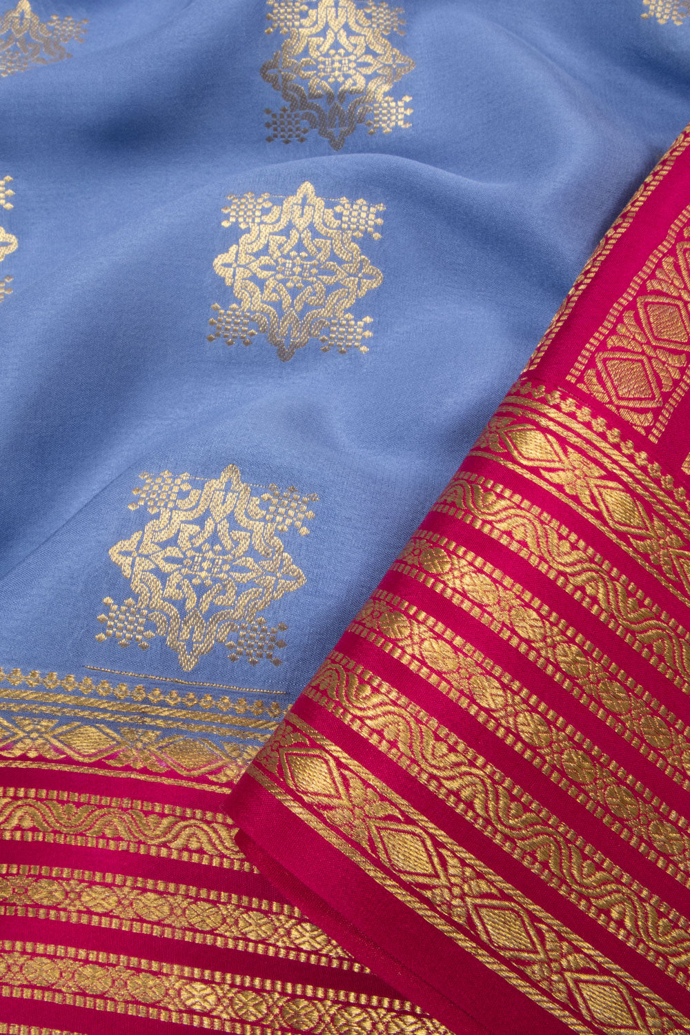 Blue Mysore Crepe Silk Saree 10064334