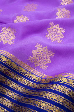 Dreamy Lavender With Blue Mysore Crepe Silk Saree With Geometric Design And Zari Border 10076665