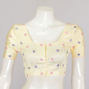 Yellow Chikankari Embroidered Silk Blouse - Avishya