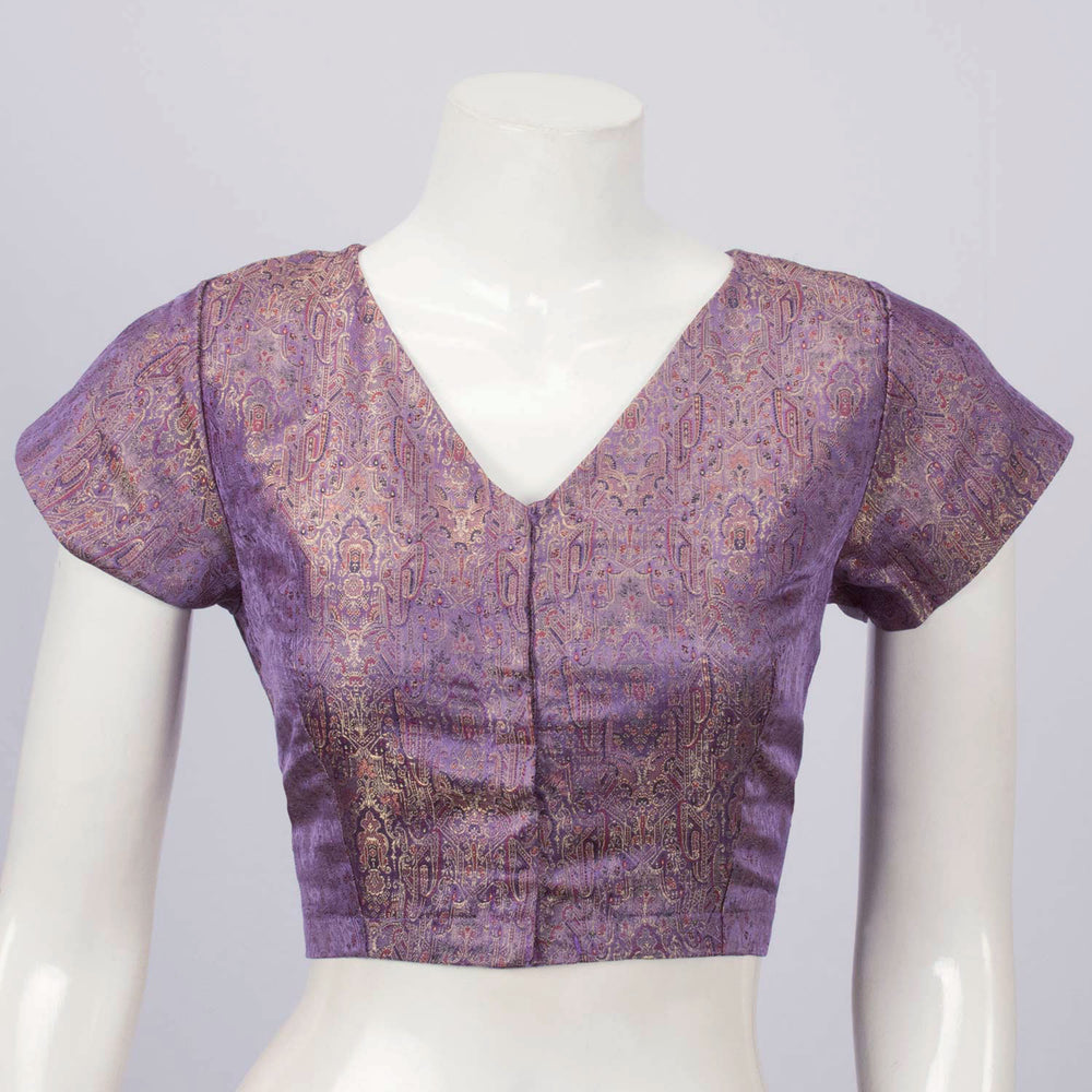 Purple Handcrafted Banarasi Brocade Silk Blouse - Avishya