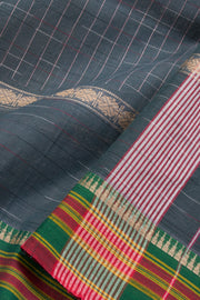 Green Handloom Narayanpet Cotton Saree Without Blouse 10064363 - Avishya