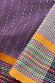 Purple Handloom Narayanpet Cotton Saree Without Blouse 10064365 - Avishya