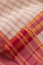 Off White Handloom Narayanpet Cotton Saree Without Blouse 10064385 - Avishya