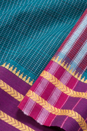 Blue Handloom Narayanpet Cotton Saree Without Blouse 10064391