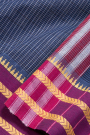 Space Blue Handloom Narayanpet Cotton Saree Without Blouse-Avishya