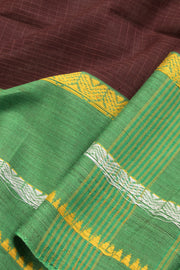 Brown Handloom Narayanpet Cotton Saree Without Blouse 10064387 - Avishya
