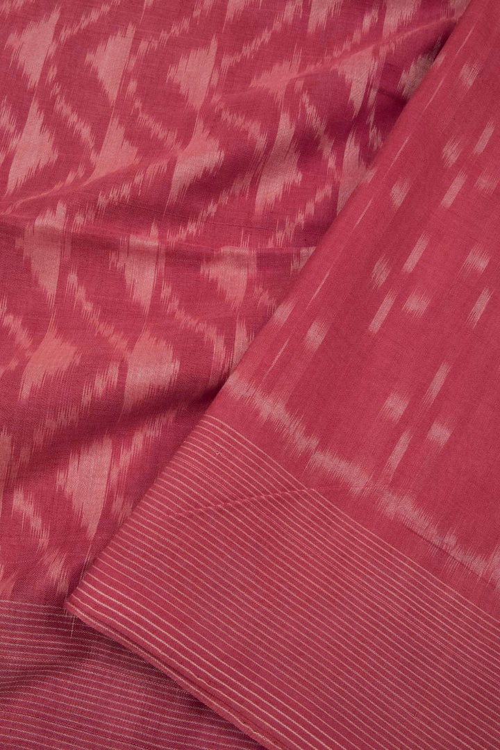 Onion Pink Handloom Pochampally Ikat Cotton Saree - Avishya
