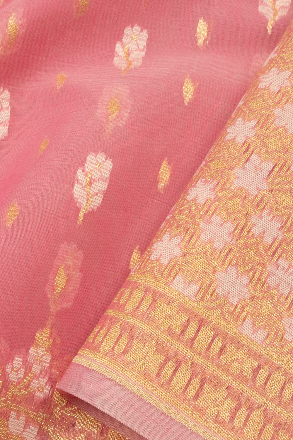 Pink Handloom Banarasi Cotton Saree - Avishya 