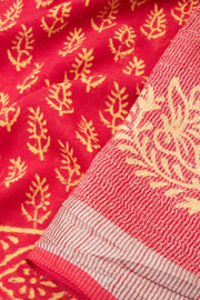 Orange Printed linen saree - Avishya