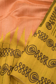 Peach Handloom Raw Silk Saree - Avishya