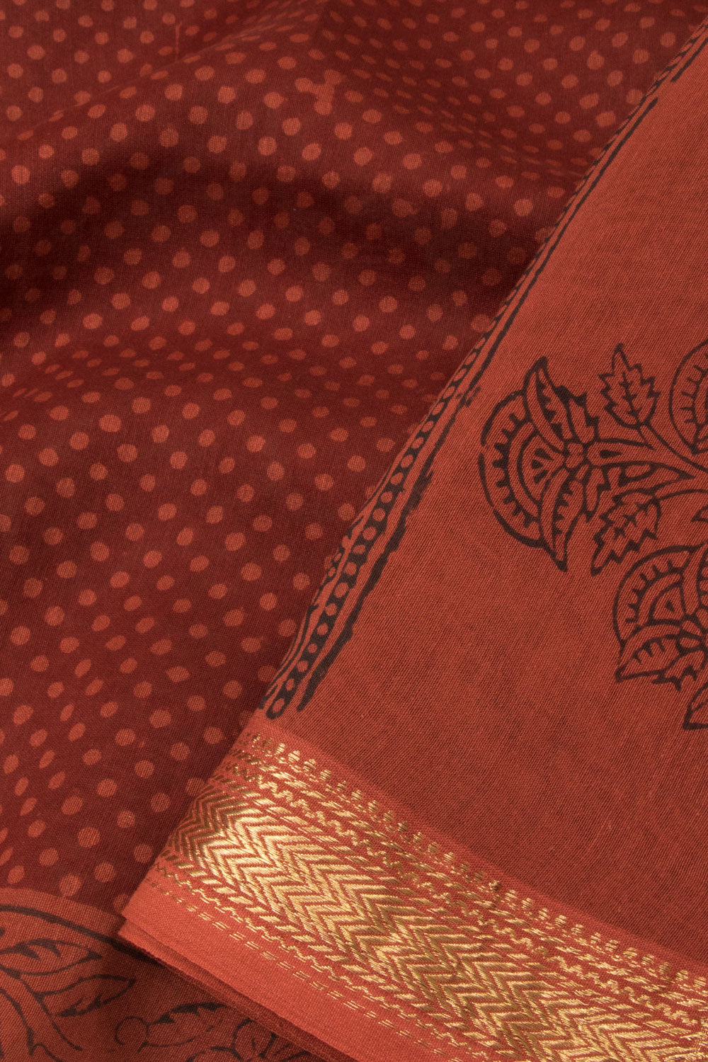 Copper Brown Bagh Printed Silk Cotton Saree - Avishya