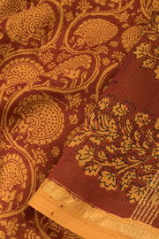 Brick Orange Bagh Printed Silk Cotton Saree - Avishya