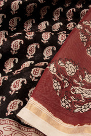 Black Bagh Printed Silk Cotton Saree - Avishya