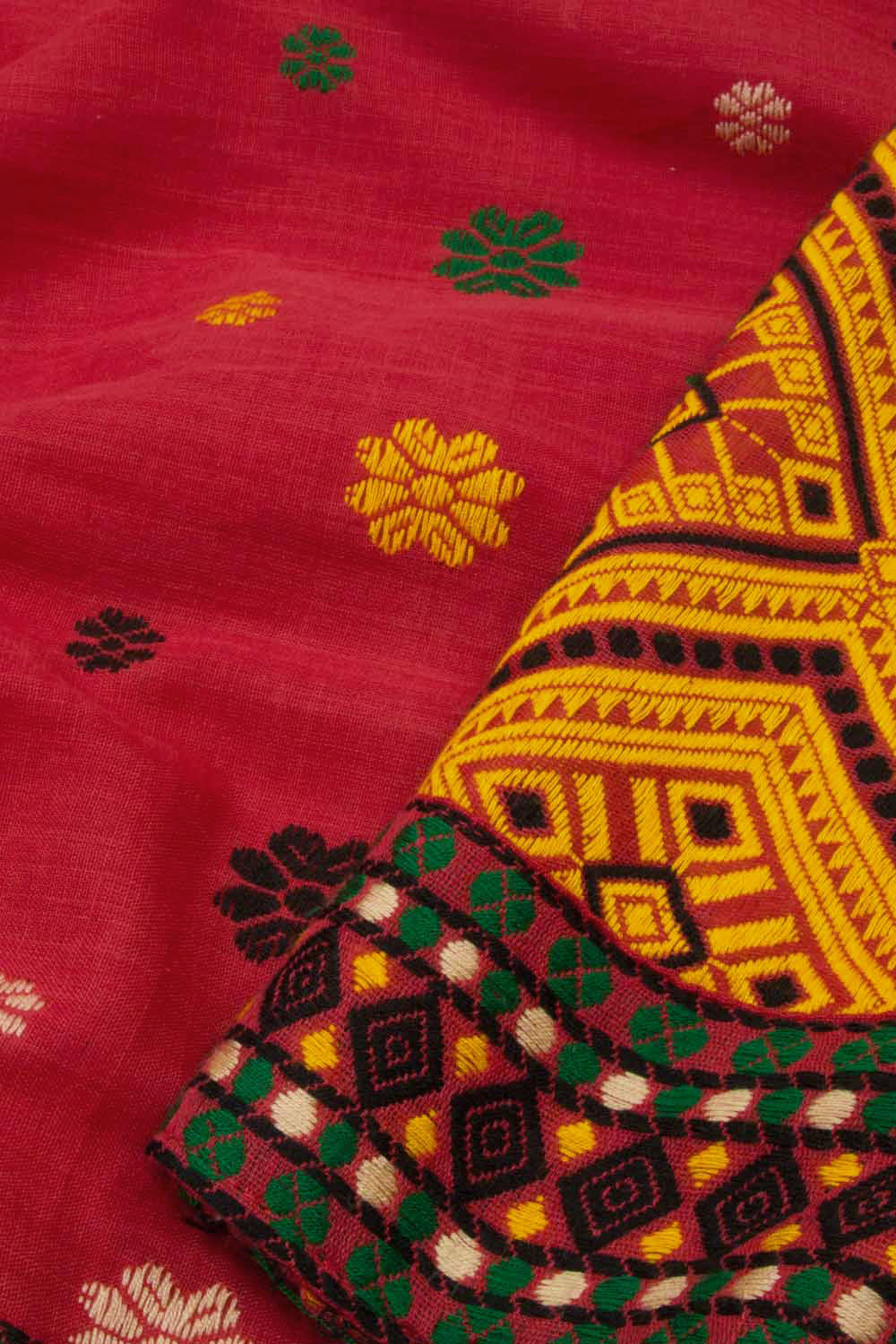 Red Handloom Assam Cotton Saree - Avishya