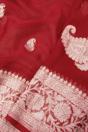 Maroon Handloom Khaddi Banarasi Chiffon Saree - Avishya