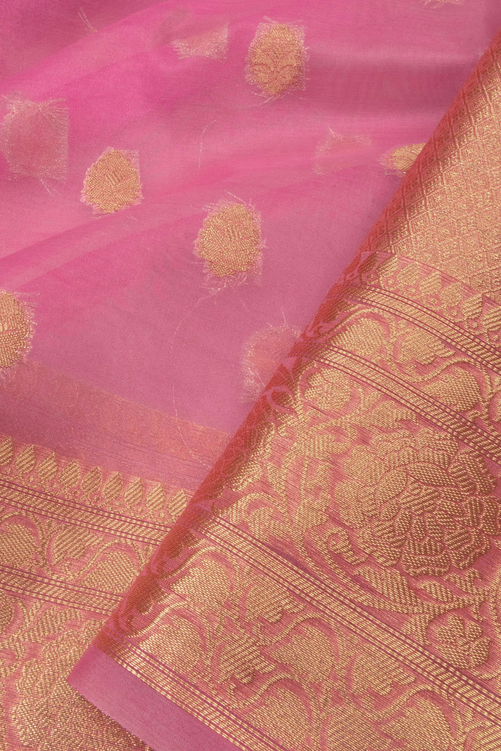 Pink Banarasi Organza Saree 10064569