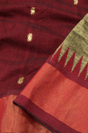 Dark Maroon Handloom Paithani Cotton Saree 10064574