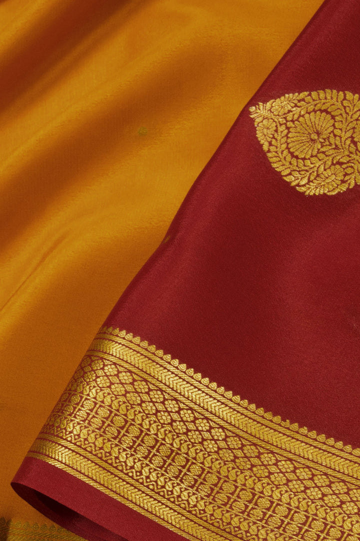 Golden yellow Mysore Crepe Silk Saree 10064636