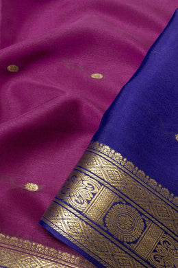 Grape Rose Pink Mysore Crepe Silk Saree With Zari Border 10064645