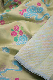 Beige Hand Block Printed Chanderi Silk Cotton Saree - Avishya