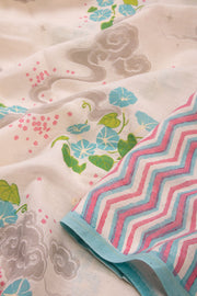 Lavender Printed Chanderi Silk Cotton Saree - Avishya