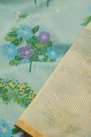 Blue Printed Chanderi Silk Cotton Saree - Avishya