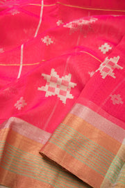 Pink Handwoven Chanderi Silk Cotton Saree - Avishya