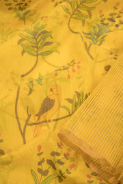 Yellow Handwoven Chanderi Silk Cotton Saree - Avishya