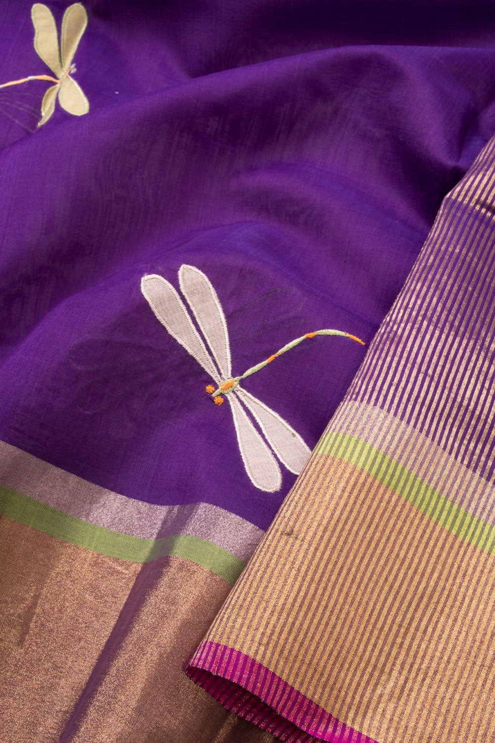 Purple Handwoven Chanderi Silk Cotton Saree - Avishya