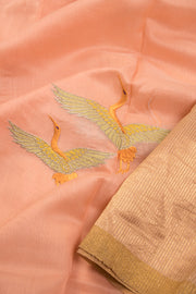Peach Handwoven Chanderi Silk Cotton Saree-Avishya