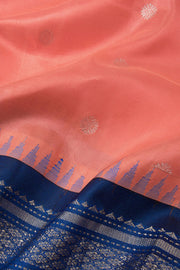 Peach Handloom Gadwal Kuttu Silk Saree - Avishya