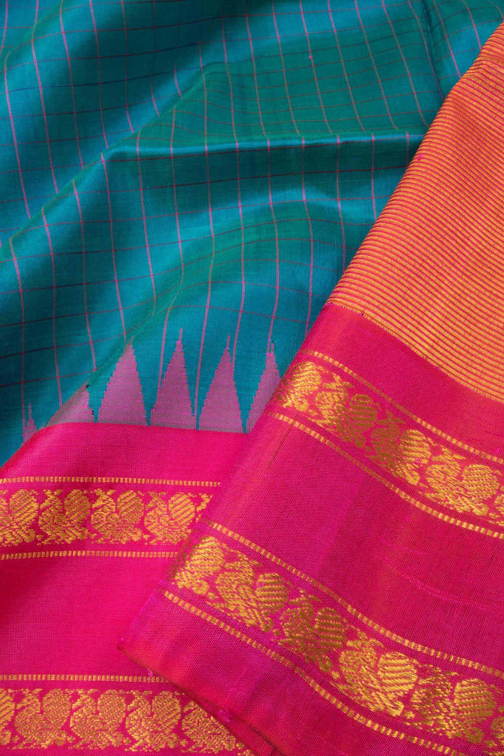 French Blue Handloom Gadwal Kuttu Silk Saree - Avishya
