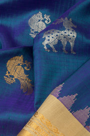 Navy Blue Handloom Gadwal Kuttu Silk Saree - Avishya